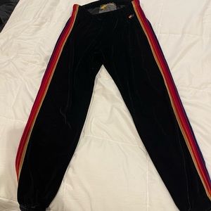 Aviator Nation Balck Velvet 5 Stripe Sweatpants